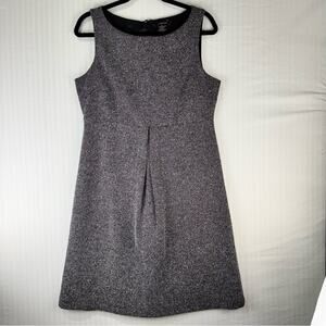 Land’s End Black White Sleeveless Tweed Midi Sheath Jumper Dress Women’s Size 8